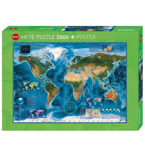 Heye Puzzle Puslespil Satellite Map Brikker