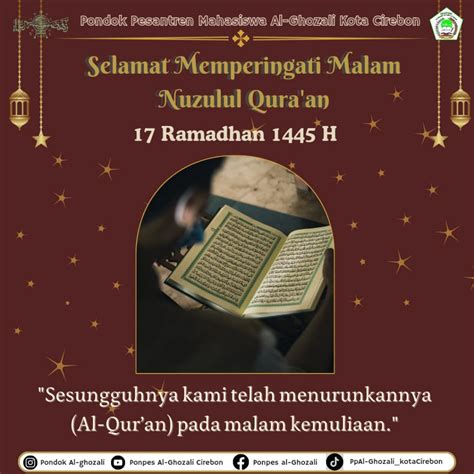 Selamat Memperingati Malam Nuzulul Quraan 17 Ramadhan 1445 H Ponpes