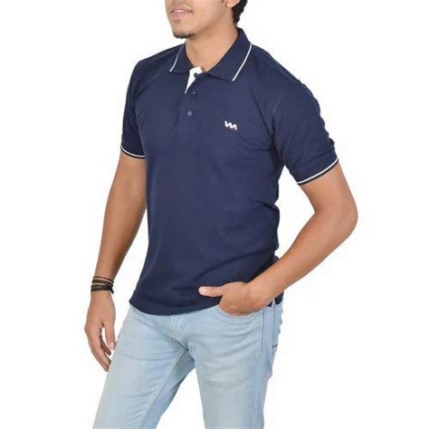 Half Sleeve Mens Navy Blue Collar Neck T Shirt At Rs 250 Piece In