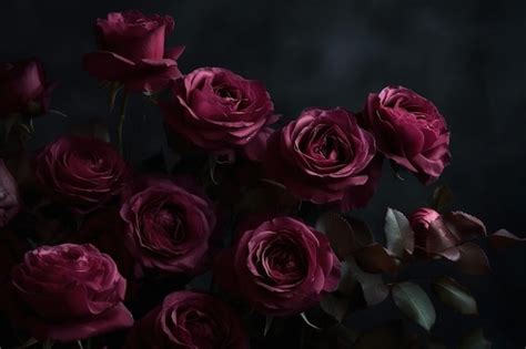 Premium Photo Pink Roses Dark Moody Romantic Background Closeup