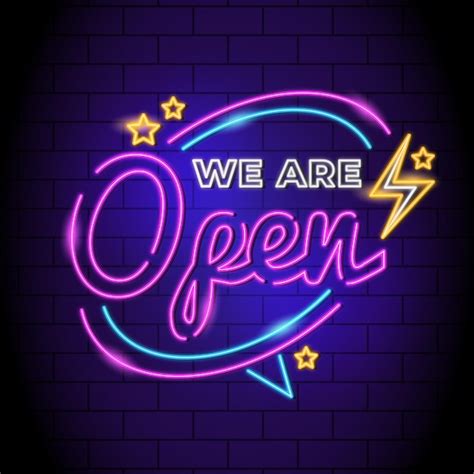 Premium Vector | Neon 'we are open' sign