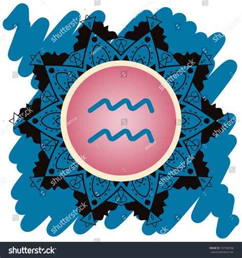 Zodiac Sign Water Bearer Aquarius Vector With Zodiac Sign On Mandala Motif Pattern