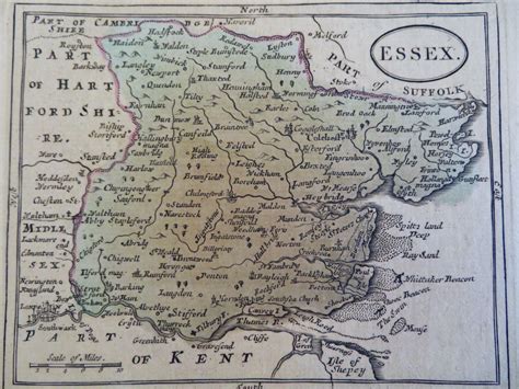 Essex English County Map Colchester C 1785 90 Small Detailed Engraved Map 1785 Map