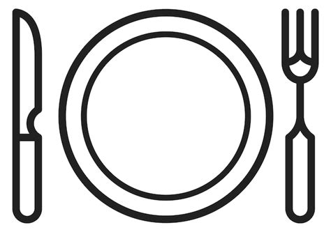 Premium Vector Dinner Line Icon Empty Plate With Fork And Knife