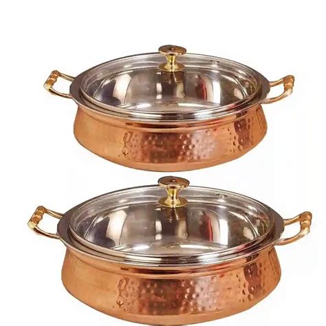 Hot Sale Handmade Copper Steel Cooking Handi Hammered Shiny Polish