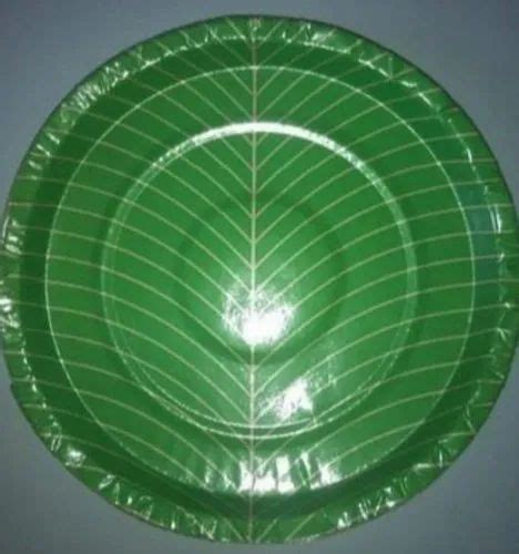 Circular Printed Green Paper Plate For Event And Party Supplies Size