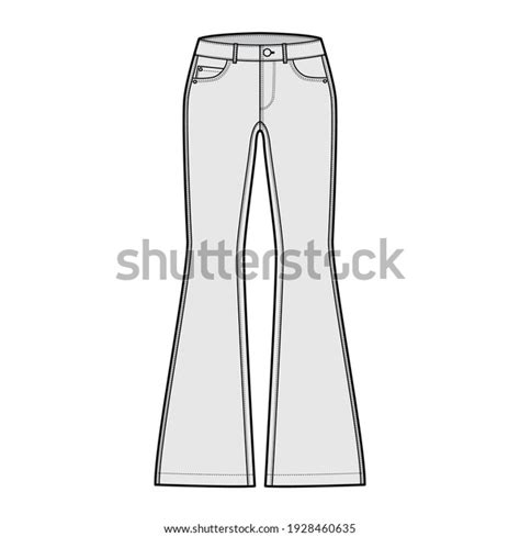 Jeans Flared Bottom Denim Pants Technical Stock Vector Royalty Free 1928460635 Shutterstock