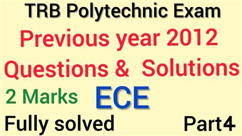 Trb Polytechnic Exam Previous Year Questions Answers Ece Part