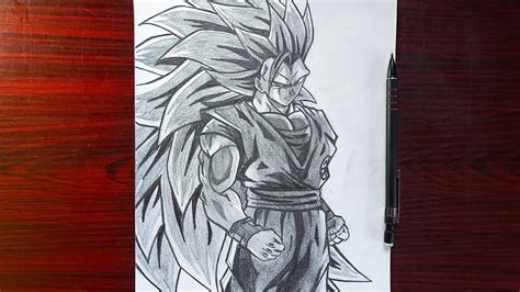 Pencil Sketch How To Draw Goku Super Saiyan 3 Easy Pencil Drawing Youtube