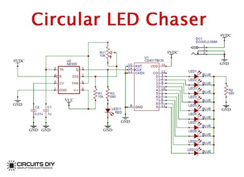 Led Chaser Circuit Using 555 And 4017 Dancing Led Diy Electronics In 2024 Led Diy Diy