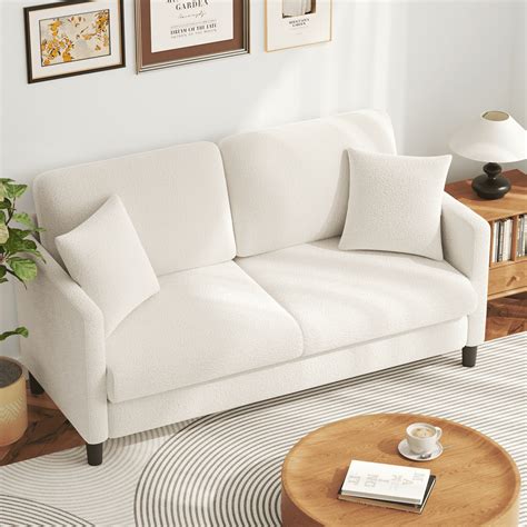 "Neche 65"" Teddy Fleece Loveseat Sofa, Extra Deep Seats, Tool-Free ...