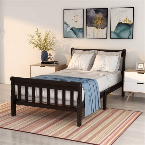 Urhomepro Platform Twin Bed Frame Wooden Twin Bed Frame With Headboard