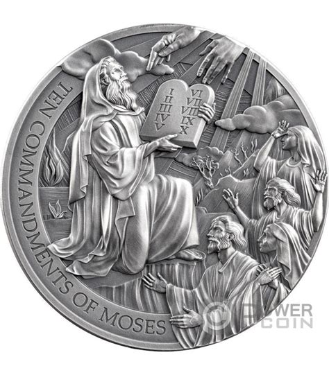 TEN COMMANDMENTS OF MOSES Bible Stories 2 Oz Silber Münze 2000 Francs