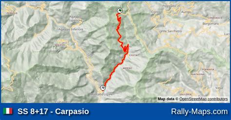 SS 8 17 Carpasio Stage Map Rallye Sanremo 1978 WRC Rally Maps