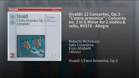 Iii Vivaldi 12 Concertos Op 3 Lestro Armonico Concerto No 2 In G