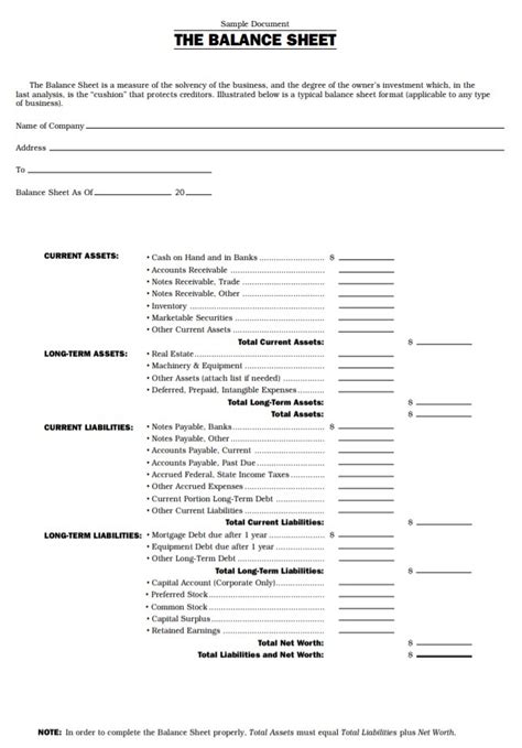 Balance Sheet Template | Free Word Templates