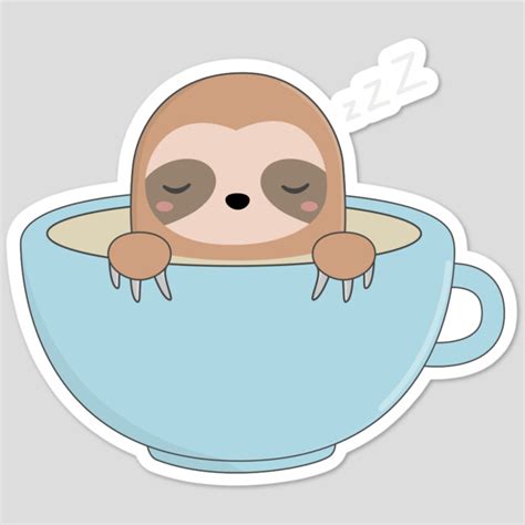 Kawaii Cute Baby Sloth Sticker By Happinessinatee Design By Humans