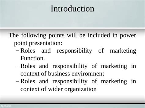 Roles And Responsibility Of Marketing Function