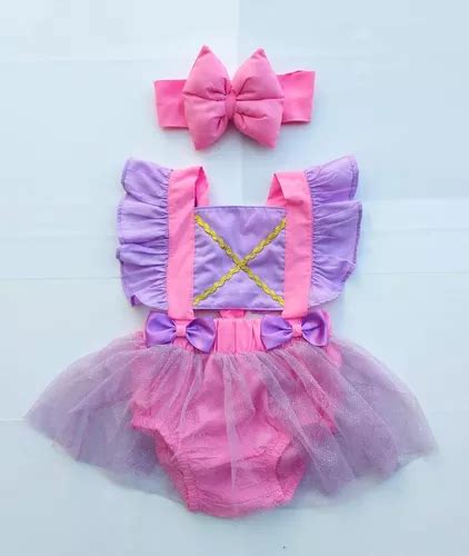 Body Romper Bebe Menina Rapunzel Tiara Mesversario Tema Mercadolivre