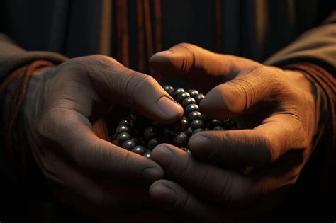 Premium Photo A Closeup Of Hands Holding Prayer Beads In A Momen 00066 01