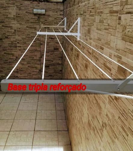 Varal De Parede Muro Base Tripla Até 8 Metros 5 Fios Parcelamento sem