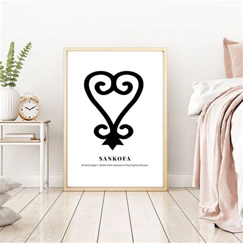 Black Sankofa Adinkra Symbol African Wall Art Digital Etsy African Wall Art Adinkra Symbols