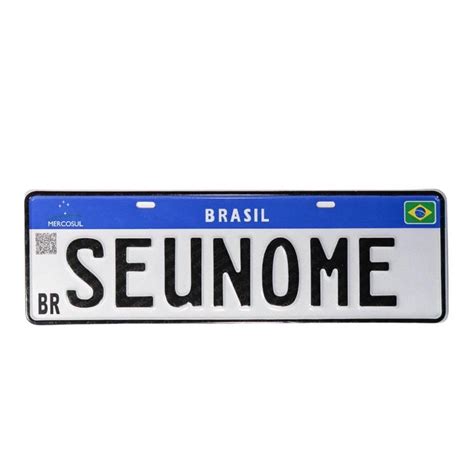 Placa De Carro Personalizada Mercosul Em Alumínio Nome Decorativa