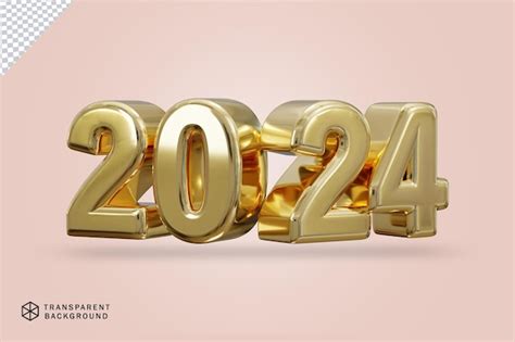 Nuevo año 2024 efecto de texto dorado renderización 3D Archivo PSD