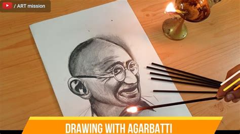 Gandhi Jayanti Drawinggandhiji Drawing With Agarbattigandhiji Drawing