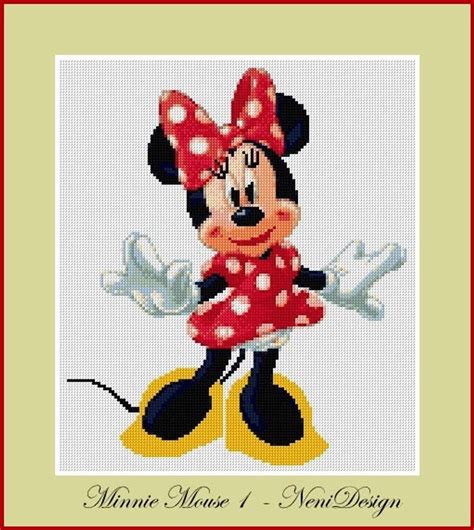 Minnie Mouse Cross Stitch Pattern Tale Figure Pattern Diy Etsy