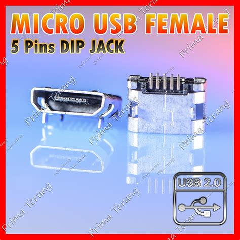 Jual Dip Soket Micro Usb Jack Female 5 Pin Konektor Tipe B Shopee Indonesia