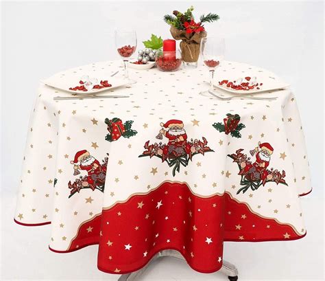 Um Weihnachten Tischdecke Santa Cm Polyester Runde Protecttable