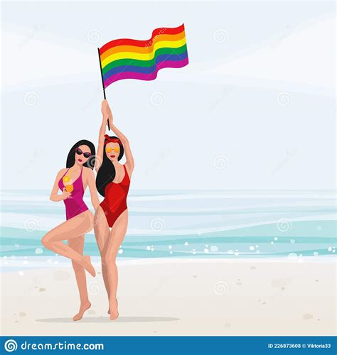 Vector Rainbow Gay Lgbt Rights Icons And Symbols Homosexual Woman Love And Flag Illustration On