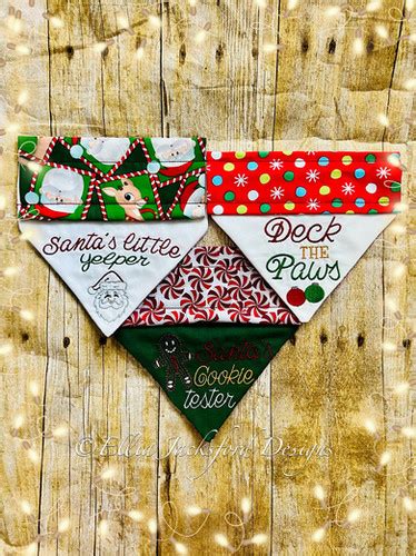 ITH Christmas Pet Bandana Embroidery Design SET OF 3 Ellia Jacksford