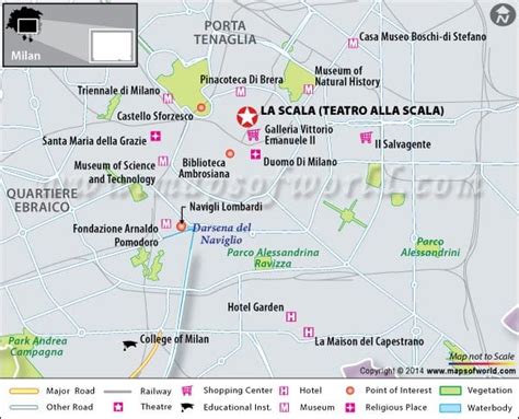 Location Map of La Scala (Teatro alla Scala) in Milan