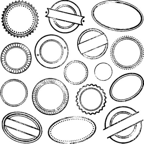 Conjunto de círculo vazio e carimbos de borracha ovais Vetor Premium