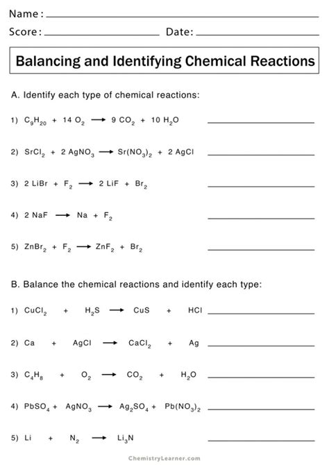 Identifying Types Of Reactions