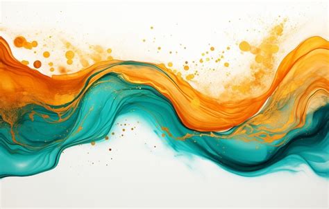 Premium Photo Paint Swirls In Beautiful Teal And Orange Colors With