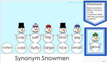 Winter Snowmen Synonyms And Antonyms Sort By Let S Get Learning Tpt