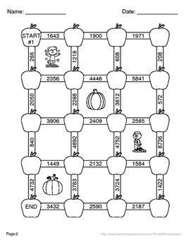 Fall Math Digit By Digit Multiplication Maze By Whooperswan