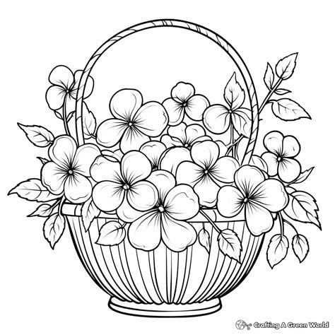 Flower Basket Coloring Pages Free And Printable