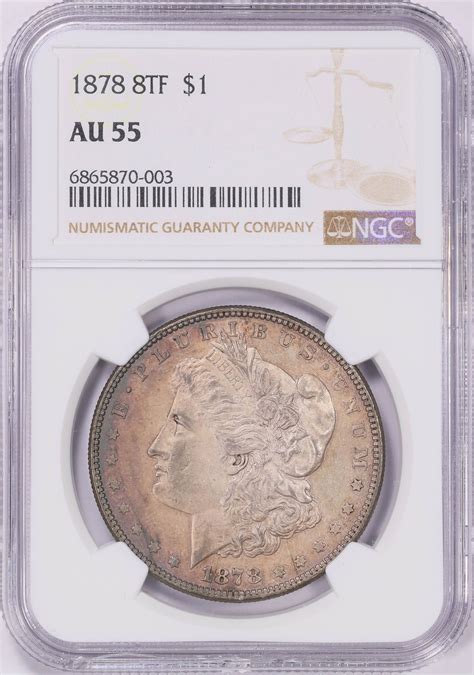 1878 Morgan Silver Dollar 8 Tailfeathers NGC AU 55 Toned Item