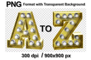 D Marquee Light Bulb Font Alphabet A Z Graphic By V Design Stock