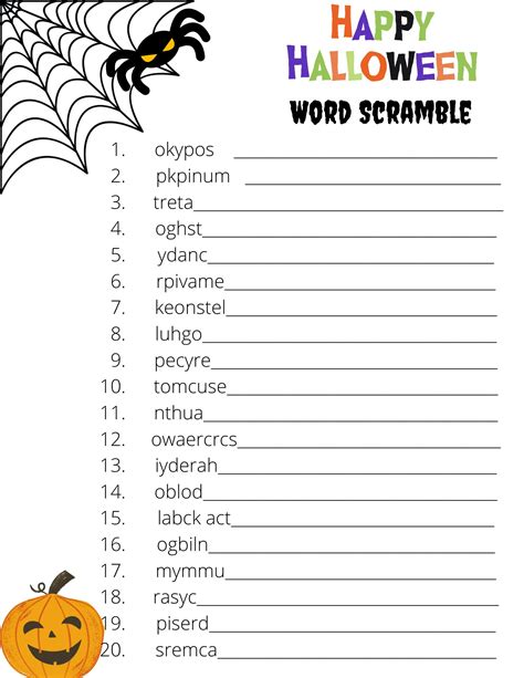 Halloween Word Scramble Printable Happy Halloween Scramble Halloween