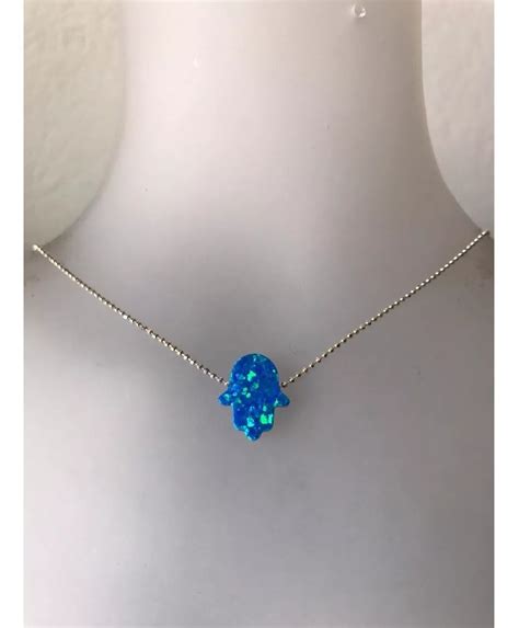 Collar Mano De Fatima Ópalo Ccadena De Plata Varios Colores 54900