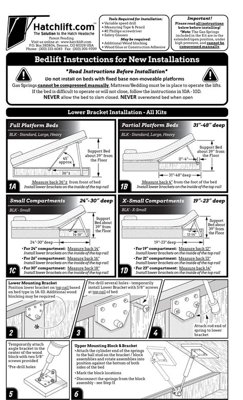 Hatchlift Bedlift Kits | Bedlift Kits installation instruction Lift ...