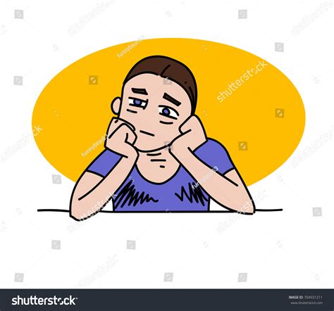 Bored Man Cartoon Hand Drawn Image Stock Vector Royalty Free