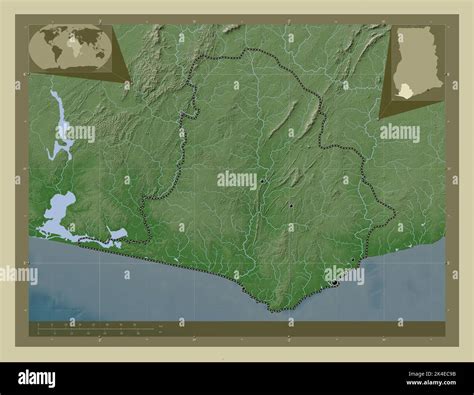 Western, region of Ghana. Elevation map colored in wiki style with ...