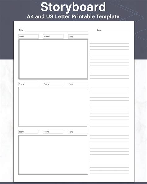 Storyboard Printable Template Digital Collage Template And Youtube