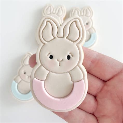 Bunny Baby Rattle Cookie Cutter Embosser Set Bake My Design